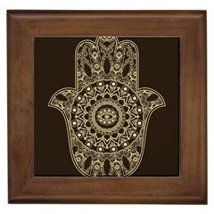 Hamsa Hand Drawn Symbol With Flower Decorative Pattern Framed Tile by Hannah976