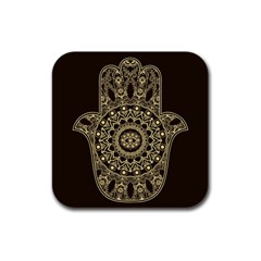 Hamsa Hand Drawn Symbol With Flower Decorative Pattern Rubber Square Coaster (4 Pack) by Hannah976