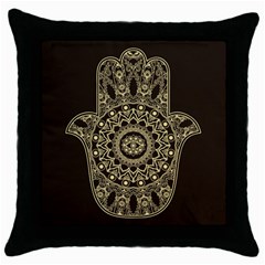 Hamsa Hand Drawn Symbol With Flower Decorative Pattern Throw Pillow Case (black) by Hannah976