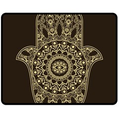 Hamsa Hand Drawn Symbol With Flower Decorative Pattern Fleece Blanket (medium) by Hannah976