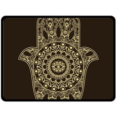 Hamsa Hand Drawn Symbol With Flower Decorative Pattern Two Sides Fleece Blanket (large) by Hannah976