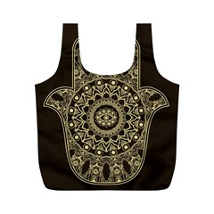 Hamsa Hand Drawn Symbol With Flower Decorative Pattern Full Print Recycle Bag (m) by Hannah976