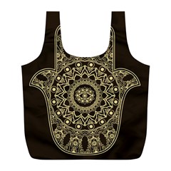 Hamsa Hand Drawn Symbol With Flower Decorative Pattern Full Print Recycle Bag (l) by Hannah976