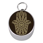 Hamsa Hand Drawn Symbol With Flower Decorative Pattern Mini Silver Compasses Front