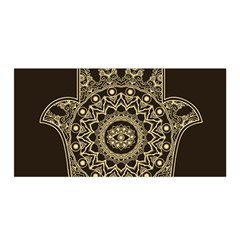 Hamsa Hand Drawn Symbol With Flower Decorative Pattern Satin Wrap 35  X 70  by Hannah976