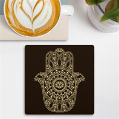 Hamsa Hand Drawn Symbol With Flower Decorative Pattern Uv Print Square Tile Coaster  by Hannah976