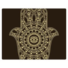 Hamsa Hand Drawn Symbol With Flower Decorative Pattern Premium Plush Fleece Blanket (medium) by Hannah976