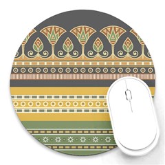 Seamless Pattern Egyptian Ornament With Lotus Flower Round Mousepad by Hannah976