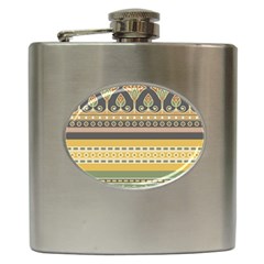 Seamless Pattern Egyptian Ornament With Lotus Flower Hip Flask (6 Oz) by Hannah976