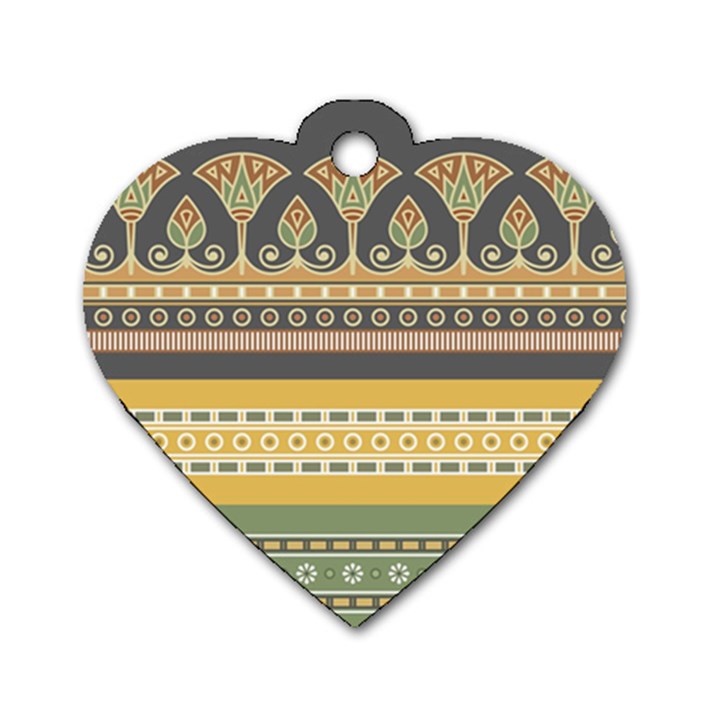 Seamless Pattern Egyptian Ornament With Lotus Flower Dog Tag Heart (One Side)