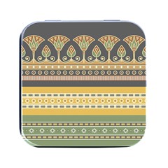 Seamless Pattern Egyptian Ornament With Lotus Flower Square Metal Box (black) by Hannah976