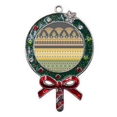 Seamless Pattern Egyptian Ornament With Lotus Flower Metal X mas Lollipop With Crystal Ornament by Hannah976