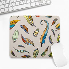 Vector Boho Doodle Feathers Seamless Pattern Illustration Large Mousepad