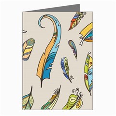 Vector Boho Doodle Feathers Seamless Pattern Illustration Greeting Cards (Pkg of 8)