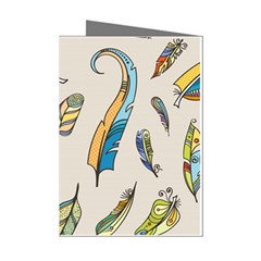 Vector Boho Doodle Feathers Seamless Pattern Illustration Mini Greeting Cards (pkg Of 8) by Hannah976