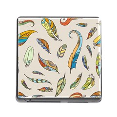 Vector Boho Doodle Feathers Seamless Pattern Illustration Memory Card Reader (Square 5 Slot)