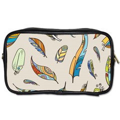 Vector Boho Doodle Feathers Seamless Pattern Illustration Toiletries Bag (Two Sides)