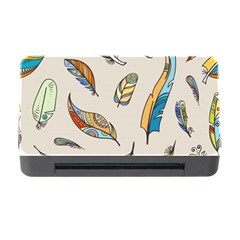 Vector Boho Doodle Feathers Seamless Pattern Illustration Memory Card Reader with CF