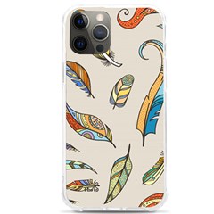 Vector Boho Doodle Feathers Seamless Pattern Illustration iPhone 12 Pro max TPU UV Print Case