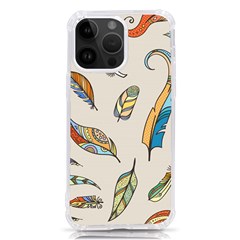 Vector Boho Doodle Feathers Seamless Pattern Illustration iPhone 14 Pro Max TPU UV Print Case