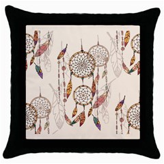 Coloured Dreamcatcher Background Throw Pillow Case (black) by Hannah976