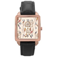 Coloured Dreamcatcher Background Rose Gold Leather Watch  by Hannah976