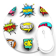 Set Colorful Comic Speech Bubbles Round Mousepad by Hannah976