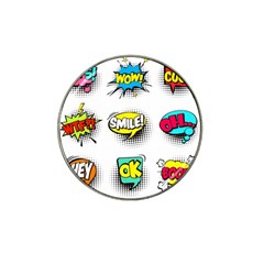 Set Colorful Comic Speech Bubbles Hat Clip Ball Marker by Hannah976