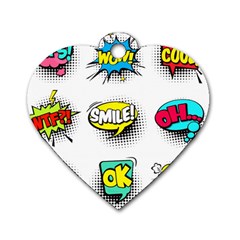 Set Colorful Comic Speech Bubbles Dog Tag Heart (two Sides) by Hannah976