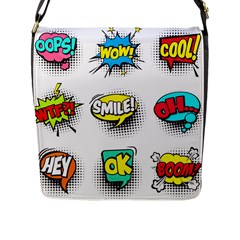 Set Colorful Comic Speech Bubbles Flap Closure Messenger Bag (l)