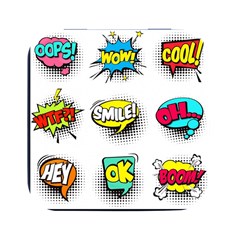 Set Colorful Comic Speech Bubbles Square Metal Box (black) by Hannah976