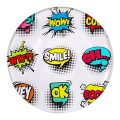 Set Colorful Comic Speech Bubbles Round Glass Fridge Magnet (4 Pack) by Hannah976