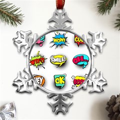 Set Colorful Comic Speech Bubbles Metal Small Snowflake Ornament by Hannah976