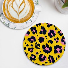 Leopard Print Seamless Pattern Uv Print Round Tile Coaster by Hannah976