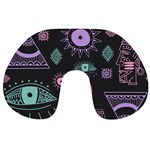 Vintage Seamless Pattern With Tribal Art African Style Drawing Travel Neck Pillow Front