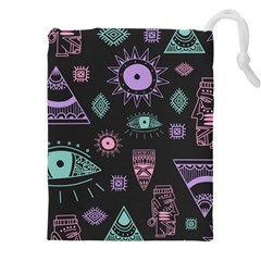 Vintage Seamless Pattern With Tribal Art African Style Drawing Drawstring Pouch (4xl) by Hannah976