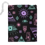 Vintage Seamless Pattern With Tribal Art African Style Drawing Drawstring Pouch (4XL) Back