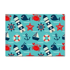 Seamless Pattern Nautical Icons Cartoon Style Sticker A4 (100 Pack) by Hannah976