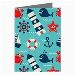 Seamless Pattern Nautical Icons Cartoon Style Greeting Cards (Pkg of 8) Left