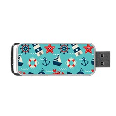 Seamless Pattern Nautical Icons Cartoon Style Portable Usb Flash (one Side) by Hannah976