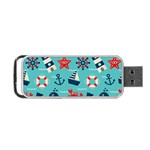 Seamless Pattern Nautical Icons Cartoon Style Portable USB Flash (One Side) Front