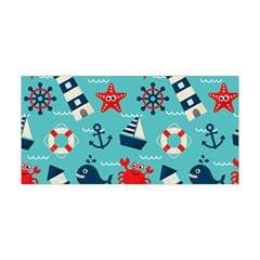 Seamless Pattern Nautical Icons Cartoon Style Yoga Headband by Hannah976