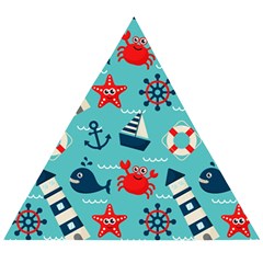 Seamless Pattern Nautical Icons Cartoon Style Wooden Puzzle Triangle by Hannah976