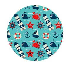 Seamless Pattern Nautical Icons Cartoon Style Mini Round Pill Box (pack Of 3) by Hannah976