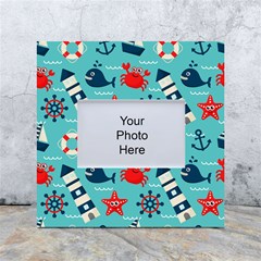 Seamless Pattern Nautical Icons Cartoon Style White Box Photo Frame 4  X 6  by Hannah976