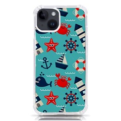 Seamless Pattern Nautical Icons Cartoon Style Iphone 14 Tpu Uv Print Case by Hannah976