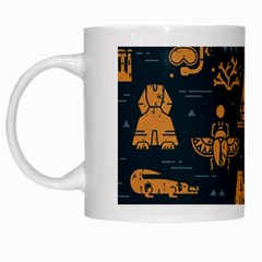 Dark Seamless Pattern Symbols Landmarks Signs Egypt Art White Mug by Hannah976