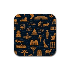 Dark Seamless Pattern Symbols Landmarks Signs Egypt Art Rubber Coaster (square) by Hannah976