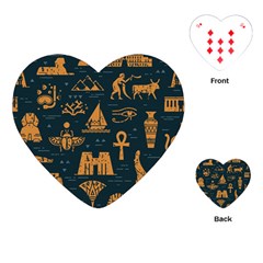 Dark Seamless Pattern Symbols Landmarks Signs Egypt Art Playing Cards Single Design (heart) by Hannah976