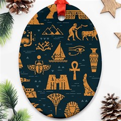 Dark Seamless Pattern Symbols Landmarks Signs Egypt Art Oval Ornament (two Sides) by Hannah976